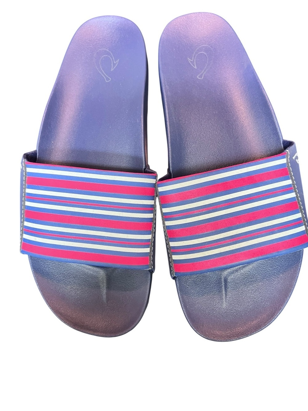Olukai Kipuni Slide Sandals in Trench Blue / Stripe 9